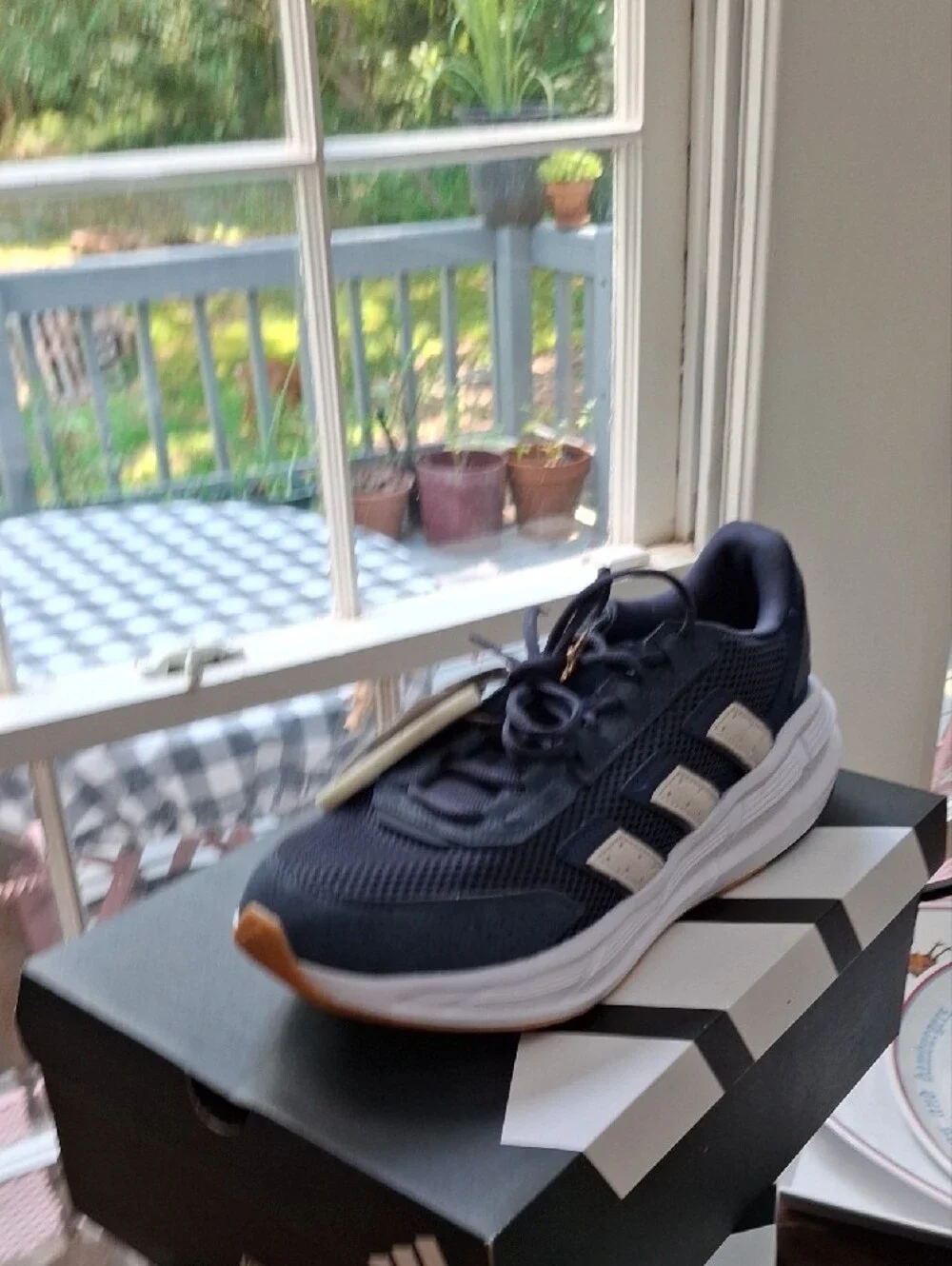 adidas Navy and White Running Sneakers